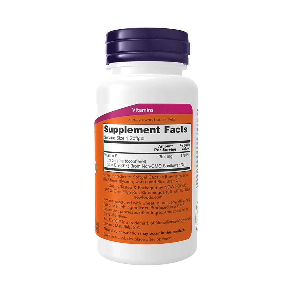 NOW Foods Supplements, Sun-E™ 400 IU na may d-alpha Tocopherol mula sa Non-GMO Sunflower Oil, 60 Softgels