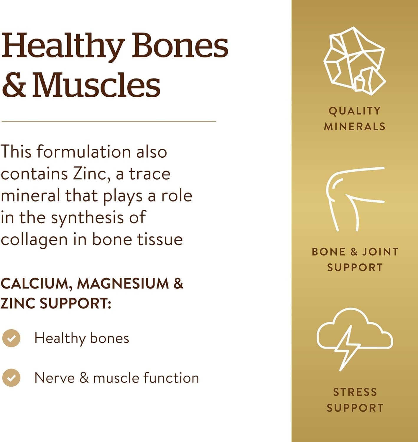 Solgar Calcium Magnesium Plus Zinc, 250 Tablets - Nagtataguyod ng Malusog na Buto at Ngipin - Sinusuportahan ang Nerve at Muscle Function