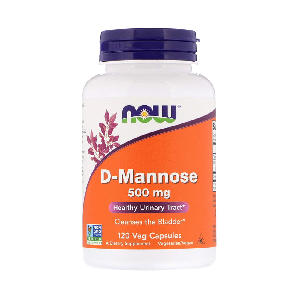 NOW Foods Supplements, D-Mannose 500 mg, Non-GMO Project verify, Healthy Urinary Tract* 120 Caps 500 mg