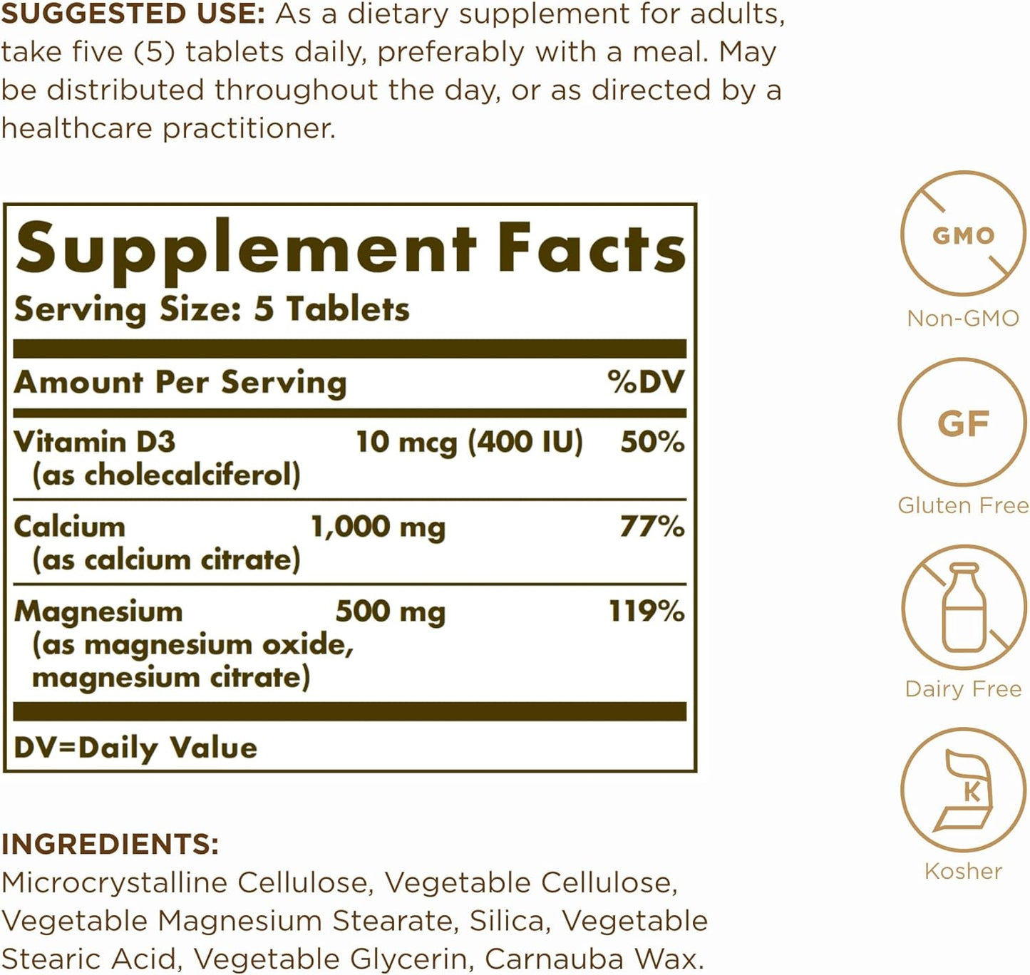 Solgar Calcium Magnesium na may Vitamin D3-150 Tablets, Nagpo-promote ng Malusog na Buto, Sinusuportahan ang Nerve at Muscle Function