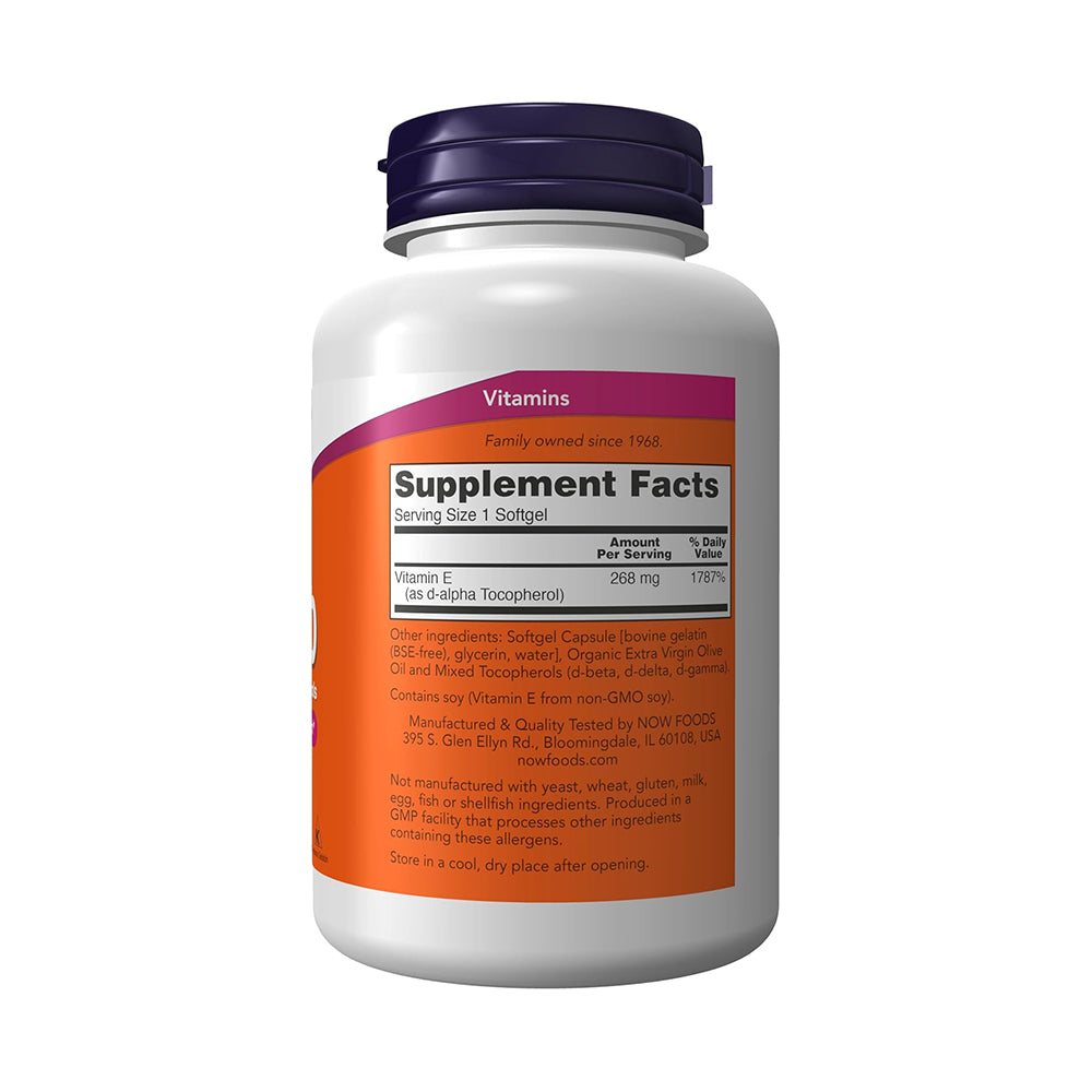 NOW Foods Supplements, Vitamin E-400 IU Mixed Tocopherols, Antioxidant Protection*, 250 Softgels