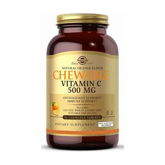 SOLGAR Chewable Vitamin C 500 mg, Orange Flavor - 90 Tablets - Antioxidant & Immune Support