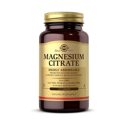 Solgar Magnesium Citrate, 120 Tablets - Promotes Healthy Bones - Supports Nerve & Muscle Function - 60 Servings