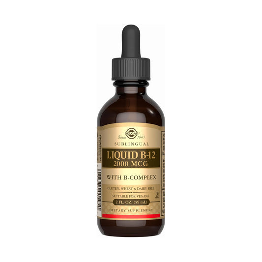 Solgar Sublingual Liquid B-12 2000 mcg with B-Complex - 2 fl oz - Supports Production of Energy, Red Blood Cells, Healthy Nervous System & Heart Health