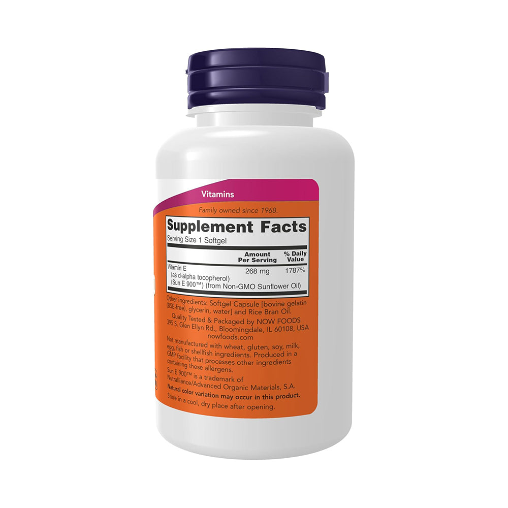 NOW Foods Supplements, Sun-E™ 400 IU with d-alpha Tocopherol from Non-GMO Sunflower Oil, 60 Softgels