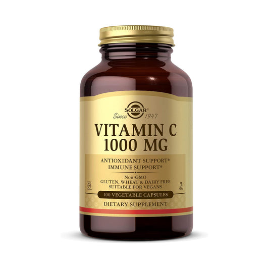 Solgar Vitamin C 1000 mg, 100 Vegetable Capsules - Antioxidant & Immune Support - Overall Health - Healthy Skin & Joints - Bioflavonoids Supplement - Non-GMO, Vegan, Gluten Free, Kosher - 100 Servings