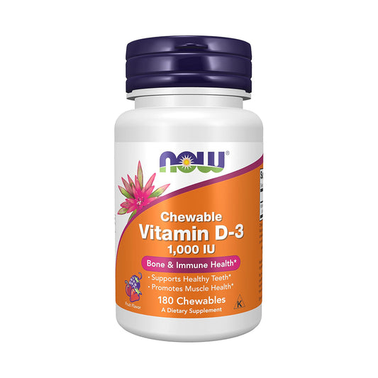 NOW Foods Supplements, Vitamin D-3 1,000 IU, Natural Fruit Flavor, Structural Support*, 180 Chewables