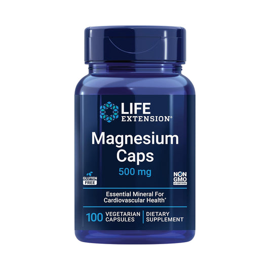Life Extension Magnesium Caps, 500 mg, Magnesium Oxide, Citrate, and Succinate, Heart Health, Healthy Bones, Metabolism Support, 100 Vegetarian Capsules