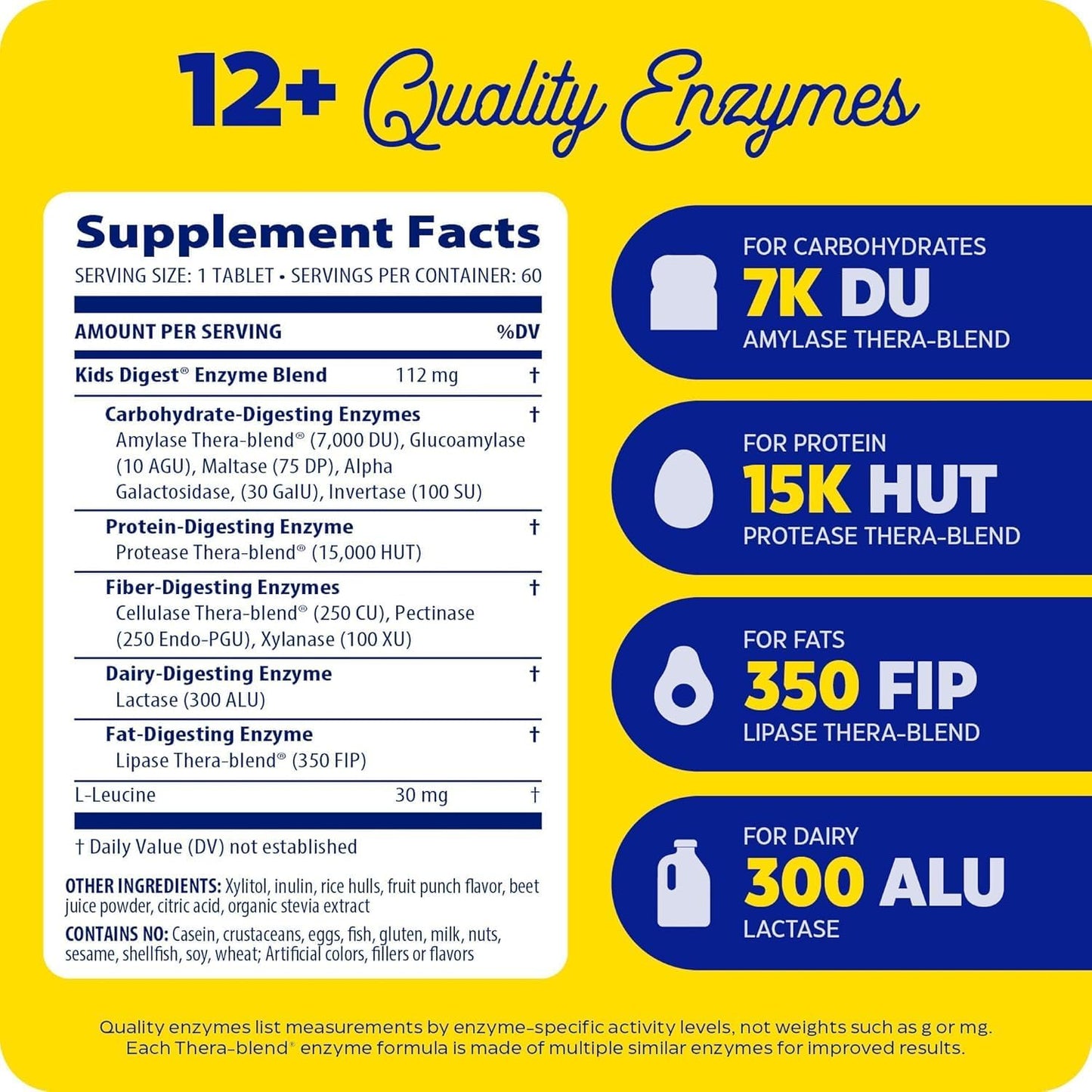 Enzymedica Kids Digest, Chewable Digestive Enzymes, Natural Fruit Punch Flavor, 60 Servings
