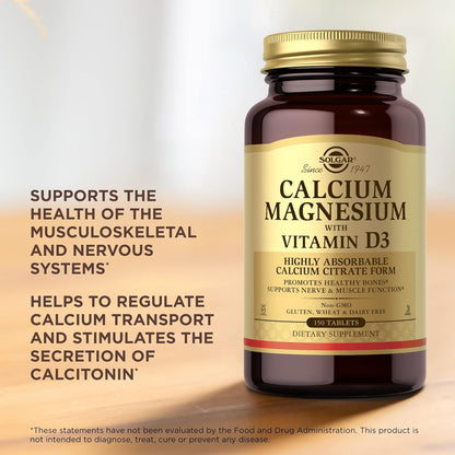 Solgar Calcium Magnesium with Vitamin D3-150 Tablets, Promotes Healthy Bones, Supports Nerve & Muscle Function
