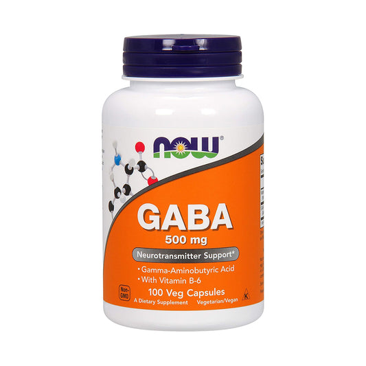 NOW Foods, GABA na may Vitamin B-6, 500 mg, 100 Veg Capsules 