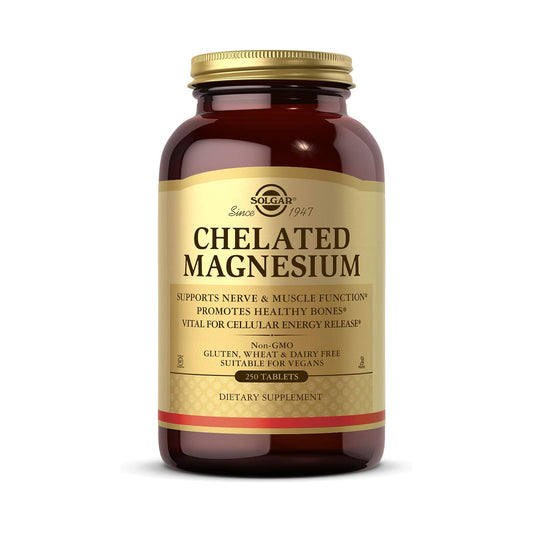 Solgar Chelated Magnesium, 250 Tablets - Supports Nerve & Muscle Function - Promotes Healthy Bones - Vital for Cellular Energy Release