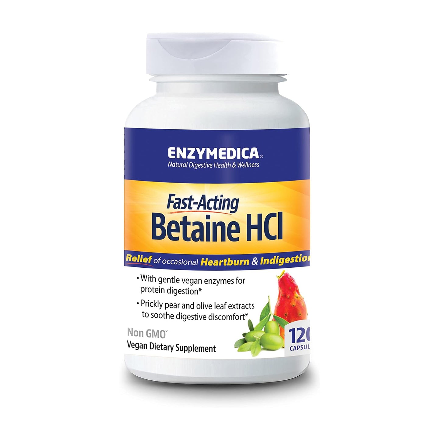 Enzymedica, Betaine HCl, Occasional Heartburn and Indigestion Support, 120 Capsules