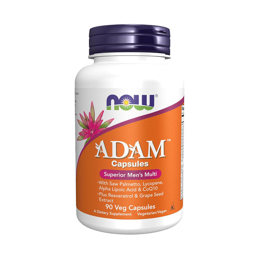 NOW Foods、ADAM™ メンズマルチビタミン（ノコギリヤシ、リコピン、アルファリポ酸、CoQ10配合、天然レスベラトロール＆ブドウ種子エキス配合）、90ベジカプセル