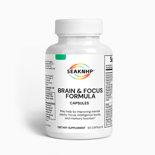 Brain & Focus Formula Contains Vitamin A B C D E, Enhanced focus and cognition, Memory Support, Holistic Health