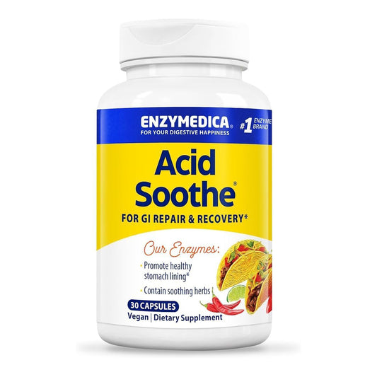 Enzymedica, Acid Soothe, Support for Occasional Heartburn, 3-in-1 Formula with Enzymes & Soothing Herbs, 30 Count