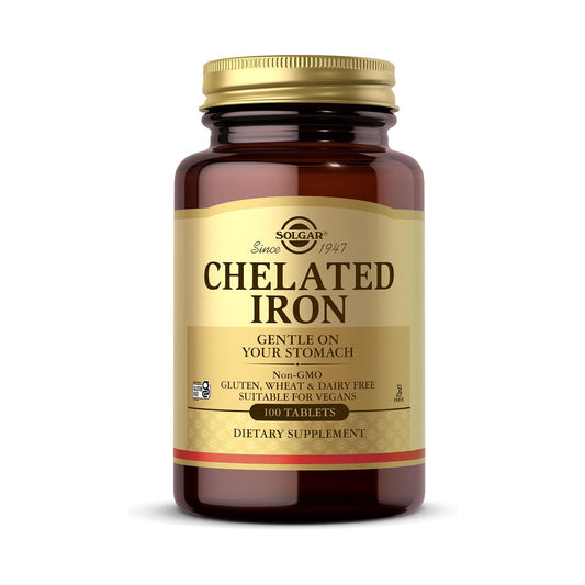 Solgar Chelated Iron - 100 Tablets - Gentle on Your Stomach - 100 Servings
