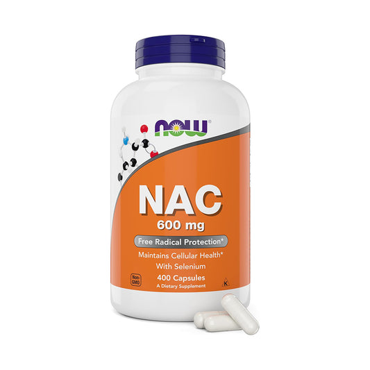 Now NAC 600 mg, 400 Veg Capsules, N-Acetyl Cysteine with Selenium