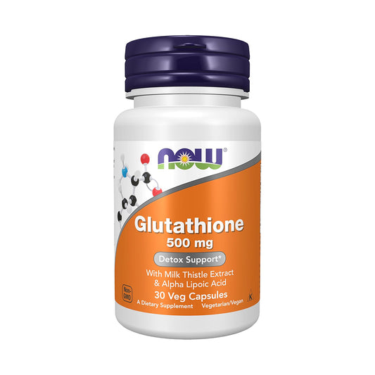 NOW Foods Supplements, Glutathione 500 mg, With Milk Thistle Extract & Alpha Lipoic Acid,  30 Veg Capsules
