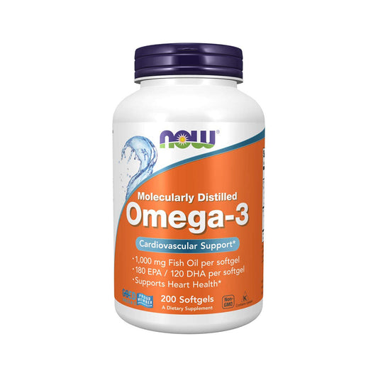 NOW Foods Supplements, Omega-3 180 EPA / 120 DHA, Molecularly Distilled, Cardiovascular Support*, 200 Softgels