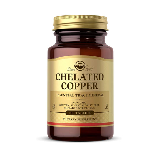 Solgar Chelated Copper, 100 Tablets - Essential for Collagen Formation - Highly Bioavailable Form - Supports Connective Tissue - Non-GMO, Vegan, Gluten Free, Dairy Free, Kosher - 100 Servings