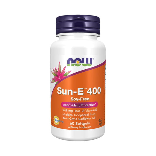 NOW Foods Supplements, Sun-E™ 400 IU with d-alpha Tocopherol from Non-GMO Sunflower Oil, 60 Softgels