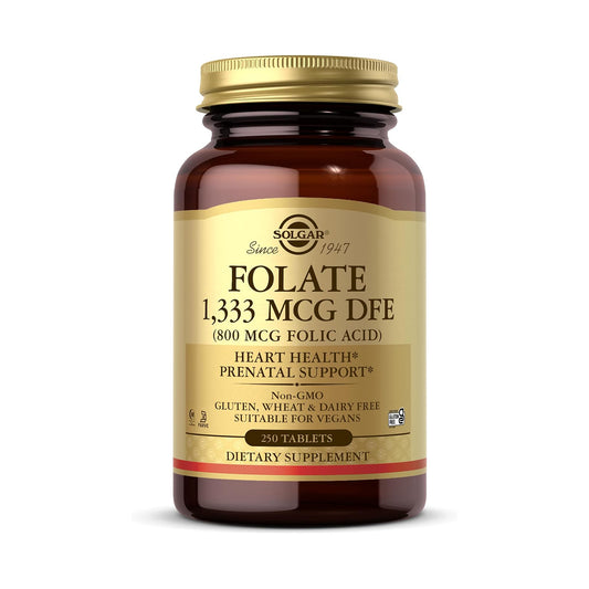 SOLGAR Folate 1,333 mcg DFE (Folic Acid 800 mcg) - 250 Tablets - Prenatal Support