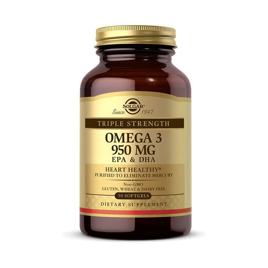 SOLGAR Triple Strength Omega 3 950 mg - 50 Softgels - Supports Joint & Skin Health