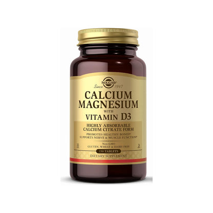 Solgar Calcium Magnesium with Vitamin D3-150 Tablets, Promotes Healthy Bones, Supports Nerve & Muscle Function