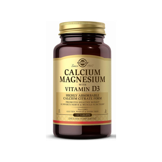 Solgar Calcium Magnesium na may Vitamin D3-150 Tablets, Nagpo-promote ng Malusog na Buto, Sinusuportahan ang Nerve at Muscle Function 