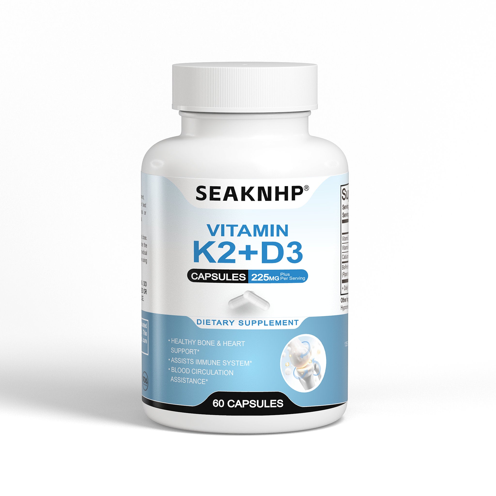 60 caps Vitamin D3+K2 Bone & Heart Support
